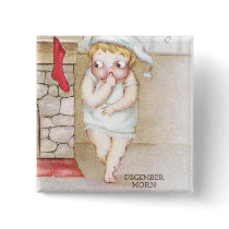 Cold Kid Waiting for Santa Claus Vintage Christmas Pin