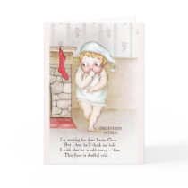 Cold Kid Waiting for Santa Claus Vintage Christmas Greeting Card