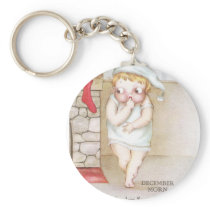 Cold Kid Waiting for Santa Claus Vintage Christmas Keychains