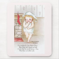 Cold Kid Waiting for Santa Claus Vintage Christmas Mousepads