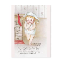 Cold Kid Waiting for Santa Claus Vintage Christmas Postcards