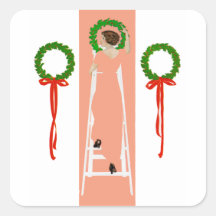 Coles Phillips Fadeaway Christmas Deck The Halls Stickers