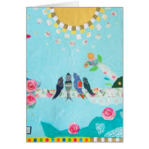 Collage d'art de famille d'oiseau cartes