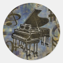 Collage de piano à queue autocollants ronds