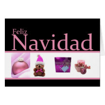 collage espagnol de Noël de noir de rose de navida Carte De Vœux