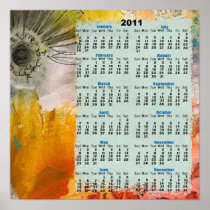 collage flower abstract 2011 Wall Calendar Poster