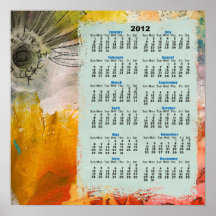 collage flower abstract 2012 Wall Calendar Poster