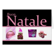 Collage noir rose de Noël de Natale d'Italien Cartes