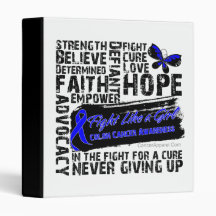 Collage of Words - Colon Cancer 3 Ring Binder
