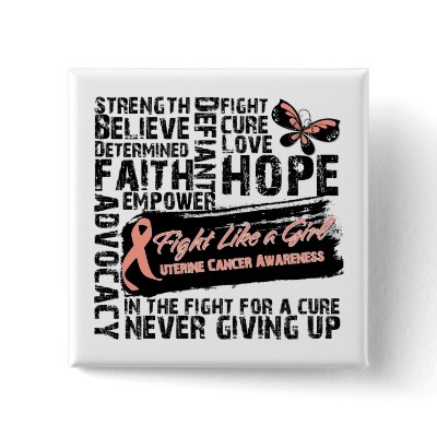 Collage of Words - Uterine Cancer Buttons by MissionWeCanDoIt