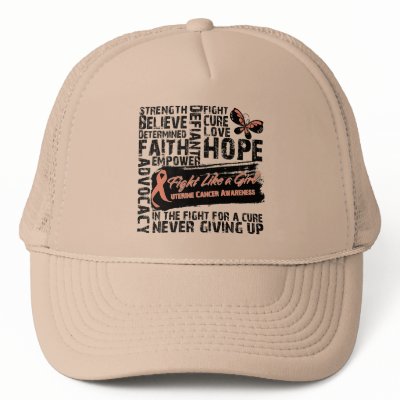 Collage of Words - Uterine Cancer Mesh Hats by MissionWeCanDoIt