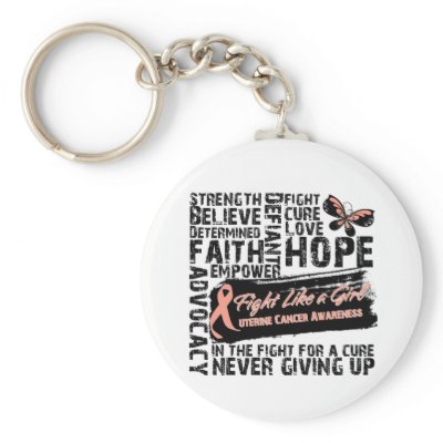 Collage of Words - Uterine Cancer Key Chains by MissionWeCanDoIt