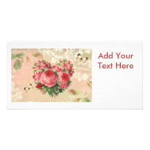 Collage rose de coeur de cru Girly Modèle Pour Photocarte