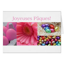 Collage rose de salutation de Pâques de Français Cartes De Vœux