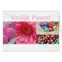 Collage rose de salutation de Pâques de Néerlandai Carte De Vœux