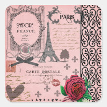Collage rose vintage de Paris Adhésifs