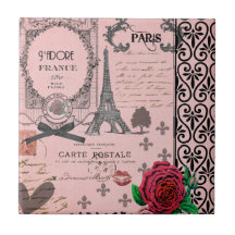 Collage rose vintage de Paris Carreau