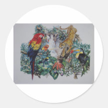 Collage tropical de faune de forêt tropicale autocollants