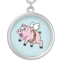 Collar de Plata Cerdito volador