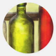 Collecteur - bouteilles - la vie toujours de trois adhésifs ronds