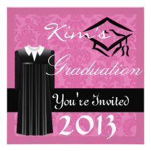 COLLEGE GRADUATION 2013 DAMASK INVITATIONS GirL