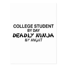College Student Deadly Ninja by Night Postcards