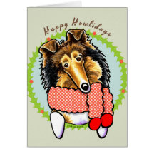 Colley Sheltie Howlidays heureux Carte De Vœux