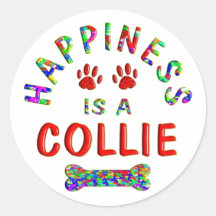Collie Happiness Round Sticker