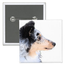 Collie Puppy Pinback Button