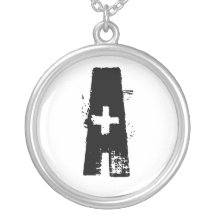 Collier argenté initial personnalisable grunge