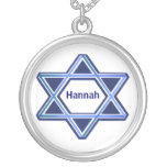 Collier bleu et blanc d'étoile de David