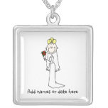 Collier blond personnalisé de jeune mariée