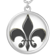 Collier d'argent sterling de KRW Black Fleur De Li