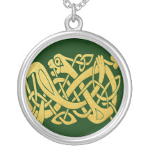 Collier d'or celtique d'argent de vert de serpent