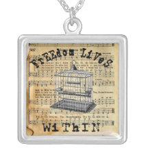 Collier vintage de cage à oiseaux