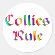 COLLIES RULE ROUND STICKER
