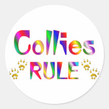 Collies Rule Round Sticker