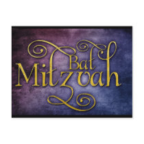 Coloful Bat Mitzvah design Post Cards