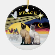 Colombe de Noël - deux chats siamois (chocolat+Ble Décorations De Noël