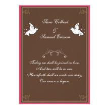 Colombes et coeurs Brown, rose, invitation blanc d