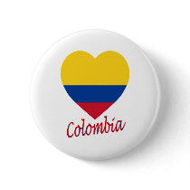 Colombia Flag Heart Pinback Button