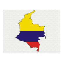 Colombia Flag Map full size Postcards