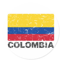 Colombia Vintage Flag Round Sticker