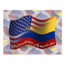 Colombian-American Waving Flag Postcard