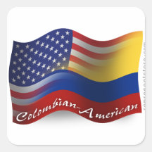 Colombian-American Waving Flag Square Stickers