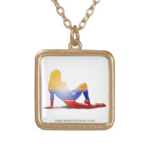 Colombian Girl Silhouette Flag Custom Necklace