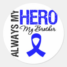 Colon Cancer Always My Hero My Brother Round Stickers