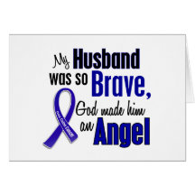 Colon Cancer ANGEL 1 Husband Greeting Card