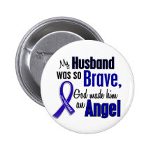 Colon Cancer ANGEL 1 Husband Pinback Buttons