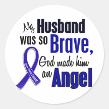 Colon Cancer ANGEL 1 Husband Round Sticker